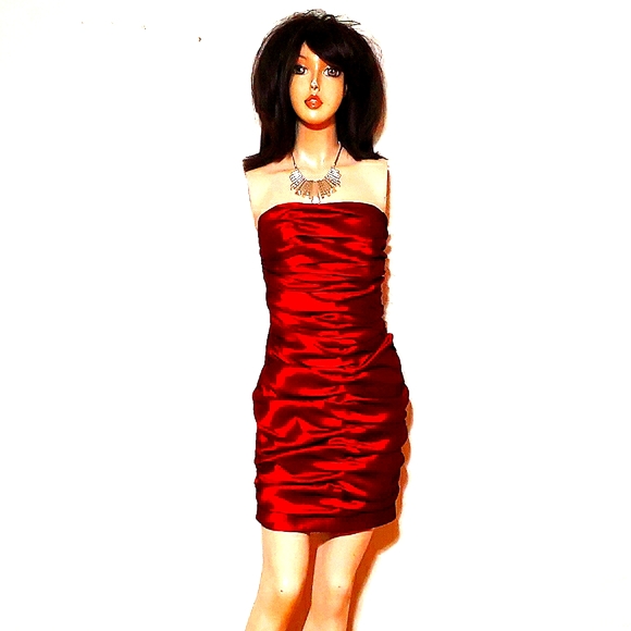 Jessica McClintock Dresses & Skirts - NWT Vintage Couture Jessica McClintock Metallic Red Ruched Mini Dress MSRP $155